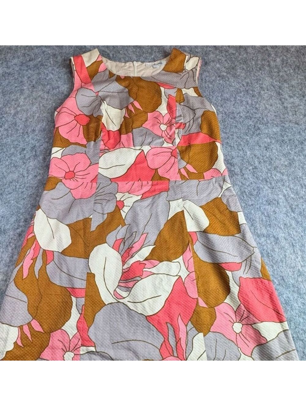 Boden Sleeveless 70s Floral A-Line 100% Cotton Natural Fiber Dress 10L